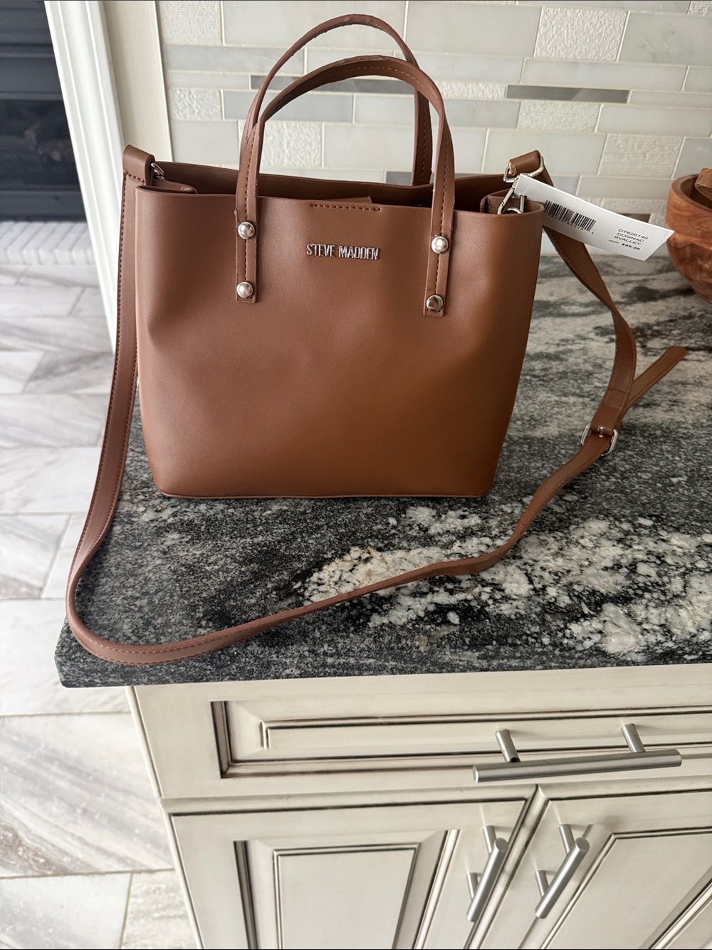 Steve Madden Brown Leather Crossbody Tote